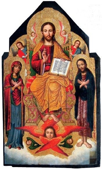 Image - Ivan Rutkovych: icon Deesis (Christ Enthroned) from the Zhovkva iconostasis (ca. 1697-99).